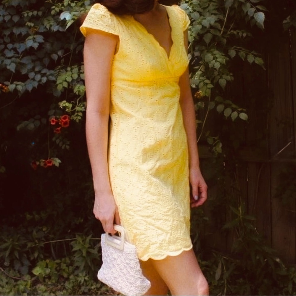 Laundry By Shelli Segal Eyelet Dress in Sunny Yellow